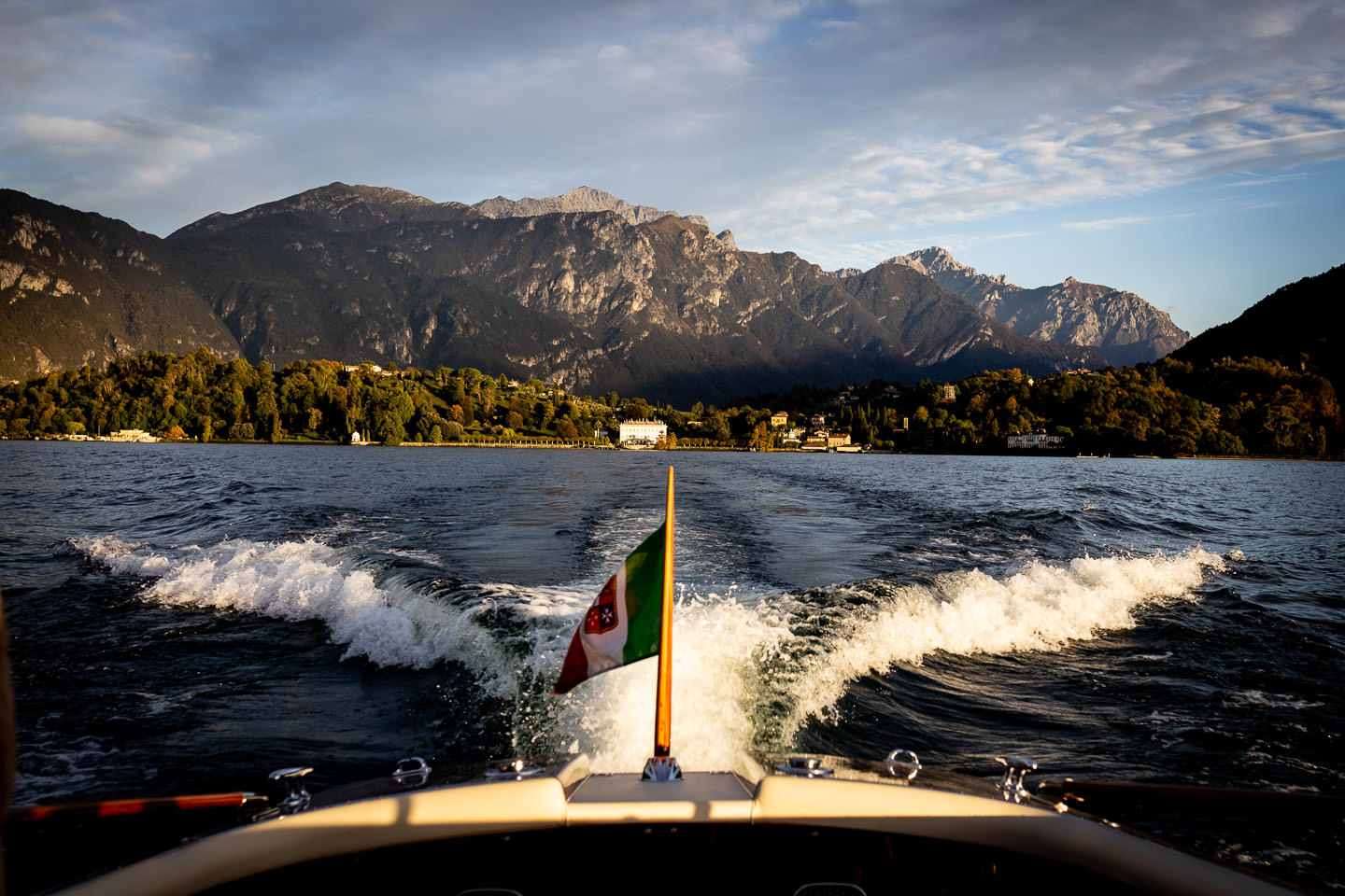 scenic view lake como from boat