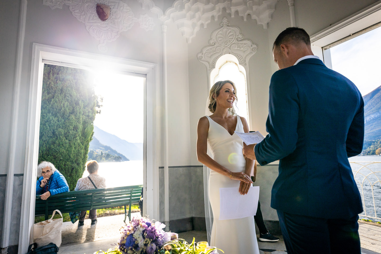 bride groom wedding in chapel of villa melzi como